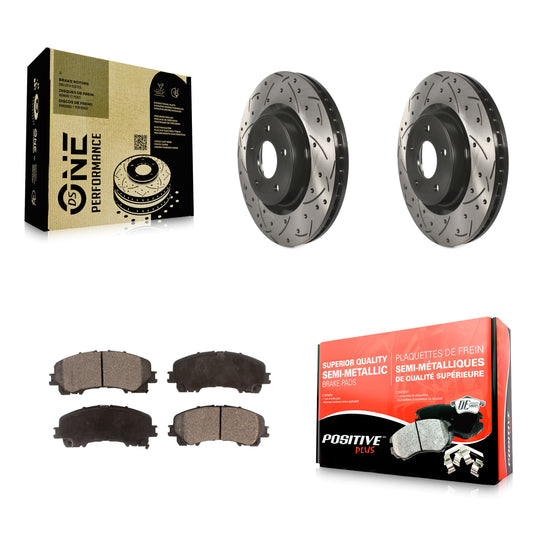 [Avant] Kit de disque (percé rainuré revêtu) et plaquette (semi-métallique) de frein pour INFINITI Q50 QX50 Q60 KDF-100167