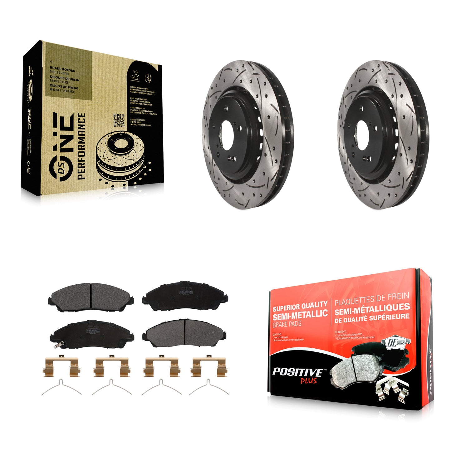 [Avant] Kit de disque (percé rainuré revêtu) et plaquette (semi-métallique) de frein pour 2014-2016 Acura MDX KDF-100169
