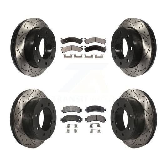 [Avant + Arrière] Kit de disque (percé rainuré revêtu) et plaquette (semi-métallique) de frein pour Chevrolet Express 2500 GMC Savana KDF-100187