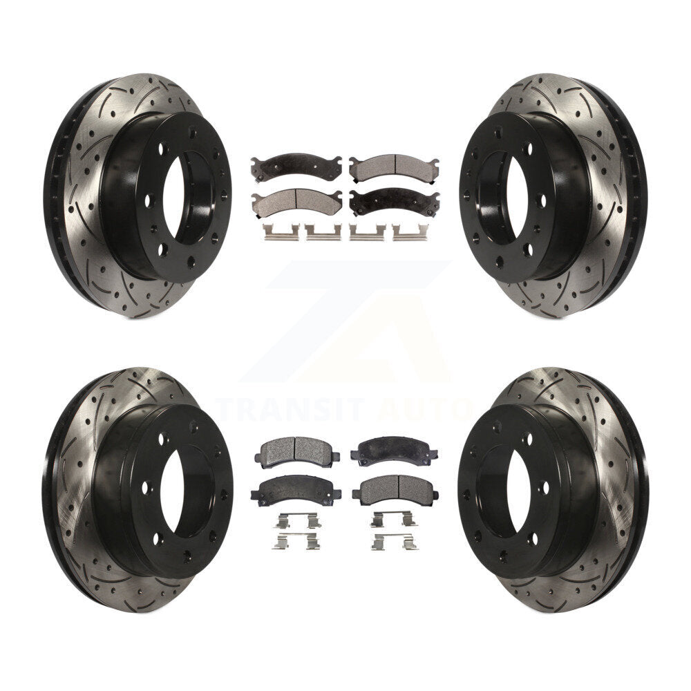 [Avant + Arrière] Kit de disque (percé rainuré revêtu) et plaquette (semi-métallique) de frein pour Chevrolet Express 2500 GMC Savana KDF-100189