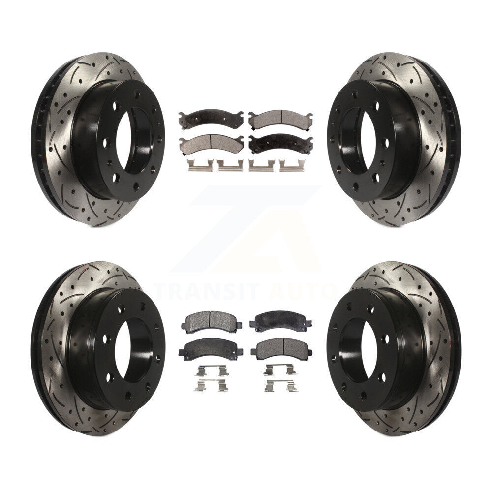 [Avant + Arrière] Kit de disque (percé rainuré revêtu) et plaquette (semi-métallique) de frein pour Chevrolet Express 2500 GMC Savana KDF-100190