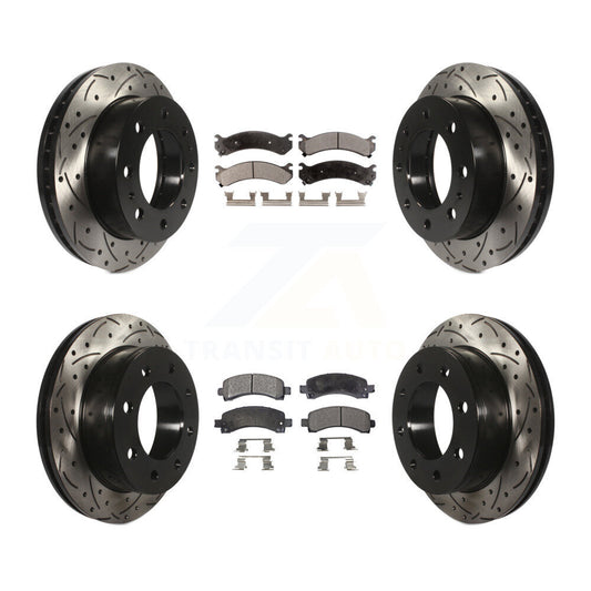 [Avant + Arrière] Kit de disque (percé rainuré revêtu) et plaquette (semi-métallique) de frein pour Chevrolet Express 2500 GMC Savana KDF-100190