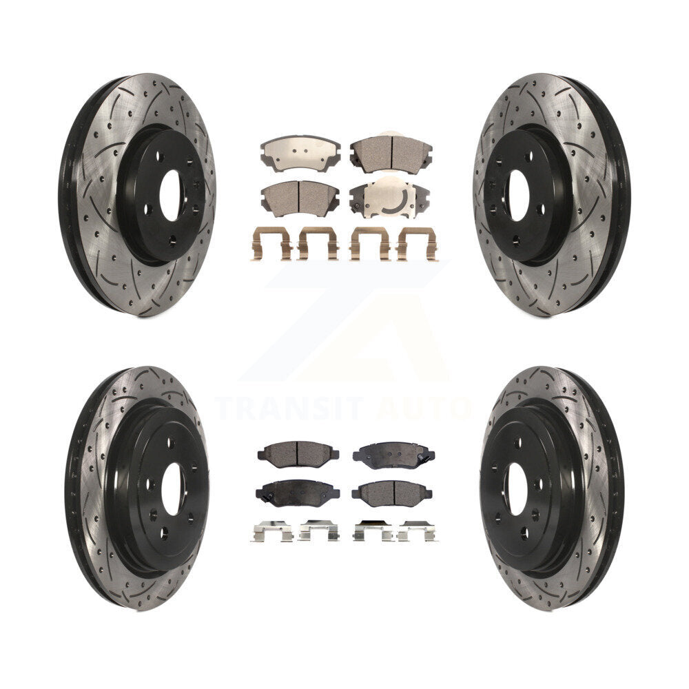 [Avant + Arrière] Kit de disque (percé rainuré revêtu) et plaquette (semi-métallique) de frein pour 2010-2015 Chevrolet Camaro LT LS KDF-100195