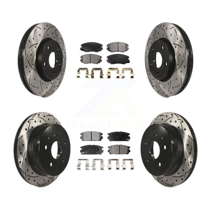 [Avant + Arrière] Kit de disque (percé rainuré revêtu) et plaquette (semi-métallique) de frein pour 2010-2017 Chevrolet Equinox GMC Terrain KDF-100196