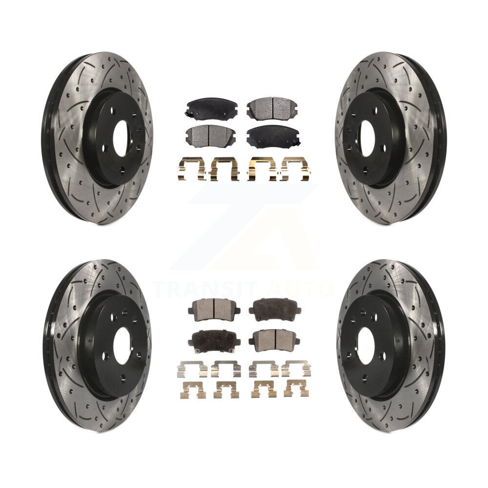 [Avant + Arrière] Kit de disque (percé rainuré revêtu) et plaquette (semi-métallique) de frein pour Chevrolet Malibu Impala Buick LaCrosse Limited Allure KDF-100197