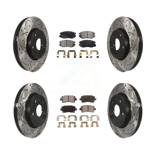 [Avant + Arrière] Kit de disque (percé rainuré revêtu) et plaquette (semi-métallique) de frein pour Chevrolet Malibu Impala Buick LaCrosse Limited Allure KDF-100197
