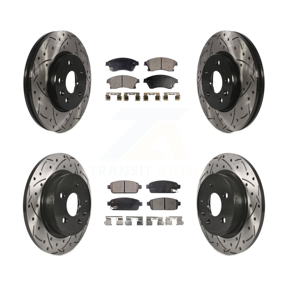 [Avant + Arrière] Kit de disque (percé rainuré revêtu) et plaquette (semi-métallique) de frein pour Chevrolet Cruze Sonic Limited KDF-100198