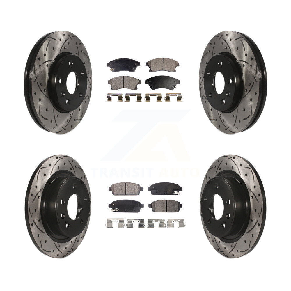 [Avant + Arrière] Kit de disque (percé rainuré revêtu) et plaquette (semi-métallique) de frein pour 2013 Chevrolet Cruze avec 292mm Diameter Rotor KDF-100199