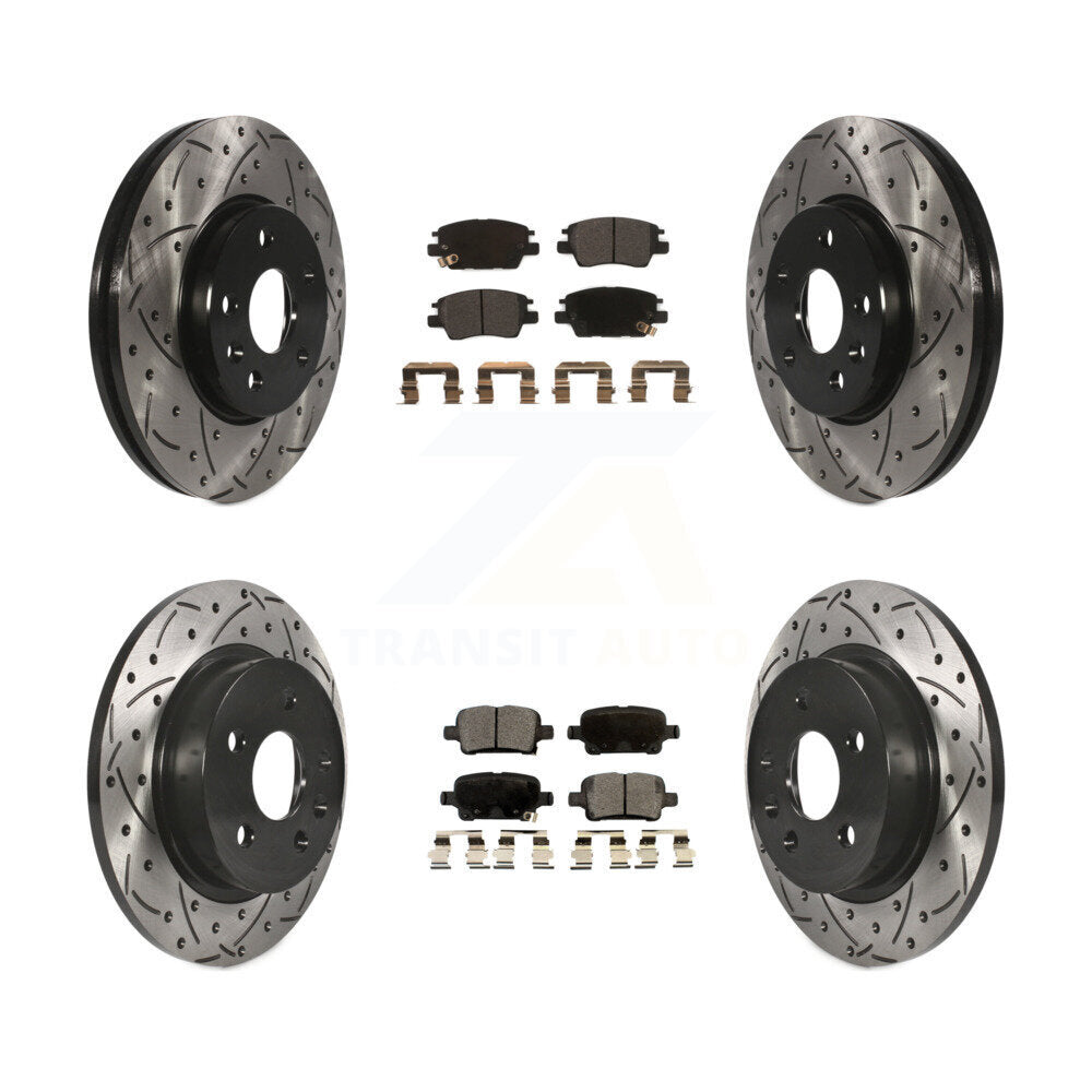 [Avant + Arrière] Kit de disque (percé rainuré revêtu) et plaquette (semi-métallique) de frein pour 2016 Chevrolet Cruze avec 268mm Diameter Rotor KDF-100200
