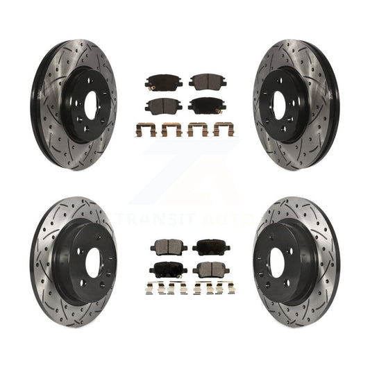 [Avant + Arrière] Kit de disque (percé rainuré revêtu) et plaquette (semi-métallique) de frein pour 2016 Chevrolet Cruze avec 268mm Diameter Rotor KDF-100200