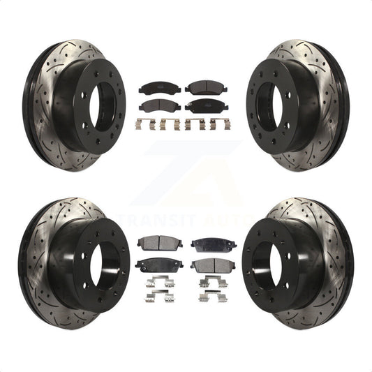 [Avant + Arrière] Kit de disque (percé rainuré revêtu) et plaquette (semi-métallique) de frein pour 2011 Chevrolet Silverado 1500 Hybrid KDF-100202 par Transit Auto