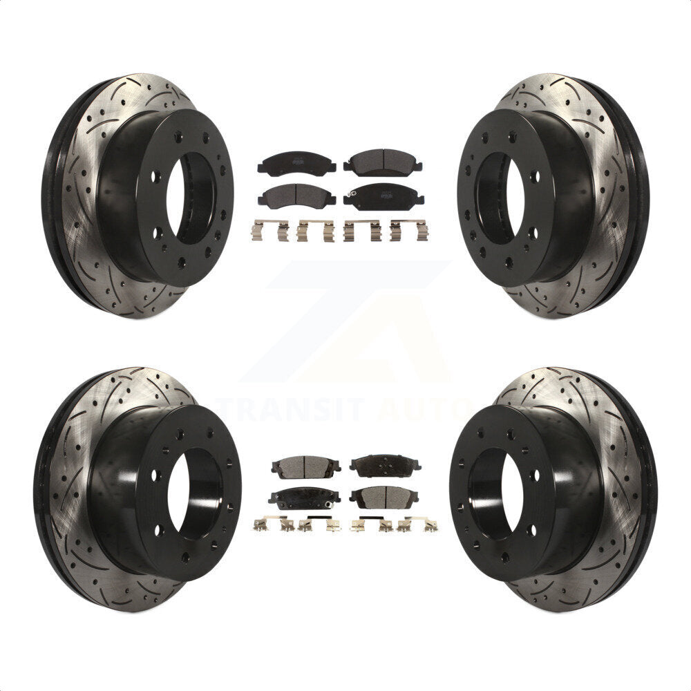 [Avant + Arrière] Kit de disque (percé rainuré revêtu) et plaquette (semi-métallique) de frein pour Chevrolet Suburban KDF-100203 par Transit Auto