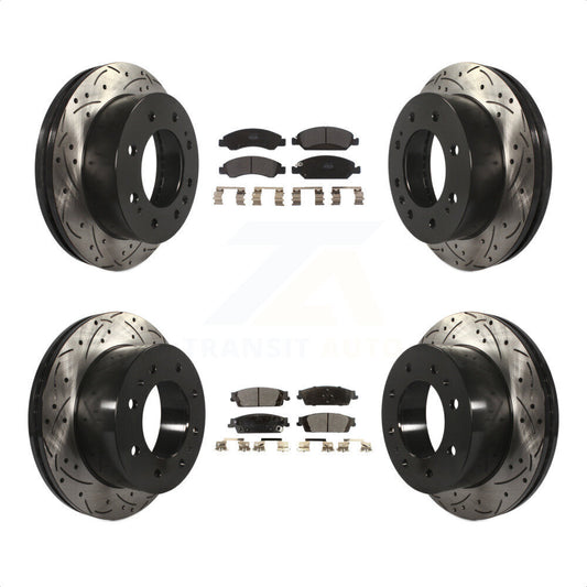 [Avant + Arrière] Kit de disque (percé rainuré revêtu) et plaquette (semi-métallique) de frein pour Chevrolet Suburban KDF-100203 par Transit Auto