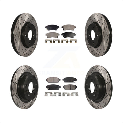 [Avant + Arrière] Kit de disque (percé rainuré revêtu) et plaquette (semi-métallique) de frein pour Chevrolet Cruze Buick Verano Volt Orlando KDF-100205 par Transit Auto
