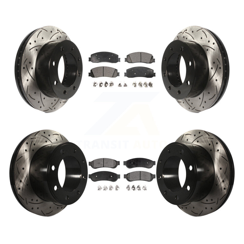 [Avant + Arrière] Kit de disque (percé rainuré revêtu) et plaquette (semi-métallique) de frein pour Ford F-250 Super Duty F-350 4WD KDF-100208