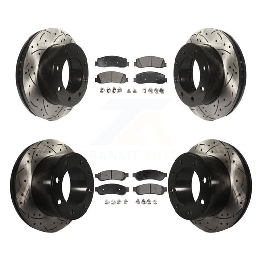 [Avant + Arrière] Kit de disque (percé rainuré revêtu) et plaquette (semi-métallique) de frein pour Ford F-250 Super Duty F-350 4WD KDF-100208