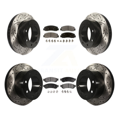 [Avant + Arrière] Kit de disque (percé rainuré revêtu) et plaquette (semi-métallique) de frein pour Ford F-250 Super Duty F-350 avec Single Wheels 4WD KDF-100209