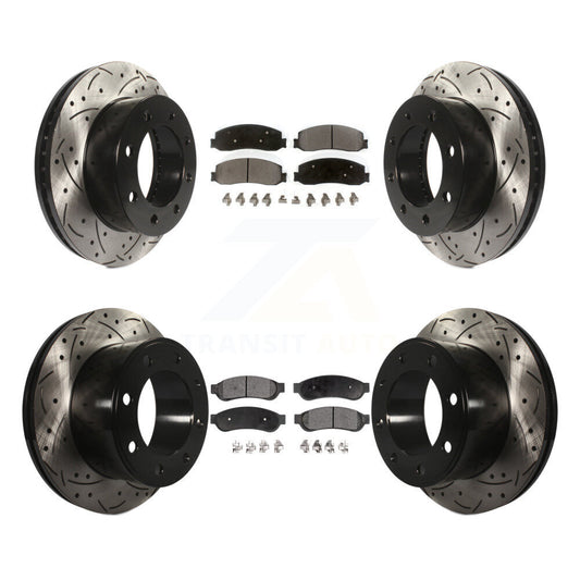 [Avant + Arrière] Kit de disque (percé rainuré revêtu) et plaquette (semi-métallique) de frein pour Ford F-250 Super Duty F-350 avec Single Wheels 4WD KDF-100209