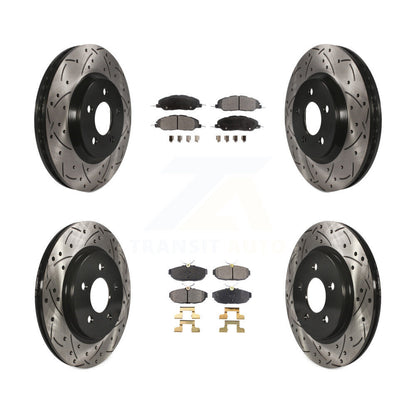 [Avant + Arrière] Kit de disque (percé rainuré revêtu) et plaquette (semi-métallique) de frein pour Ford Mustang KDF-100213