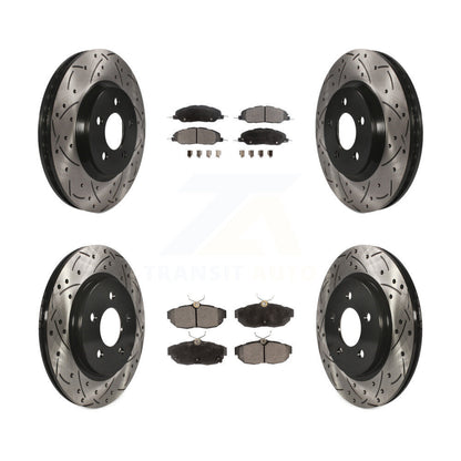 [Avant + Arrière] Kit de disque (percé rainuré revêtu) et plaquette (semi-métallique) de frein pour Ford Mustang KDF-100214