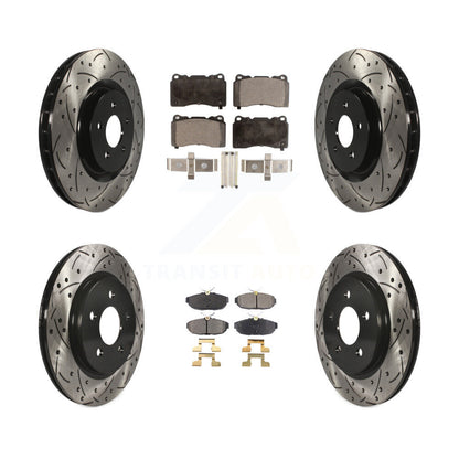 [Avant + Arrière] Kit de disque (percé rainuré revêtu) et plaquette (semi-métallique) de frein pour Ford Mustang KDF-100215