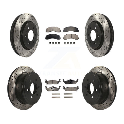 [Avant + Arrière] Kit de disque (percé rainuré revêtu) et plaquette (semi-métallique) de frein pour 2010-2011 Ford F-150 avec 6 Lug Wheels KDF-100218