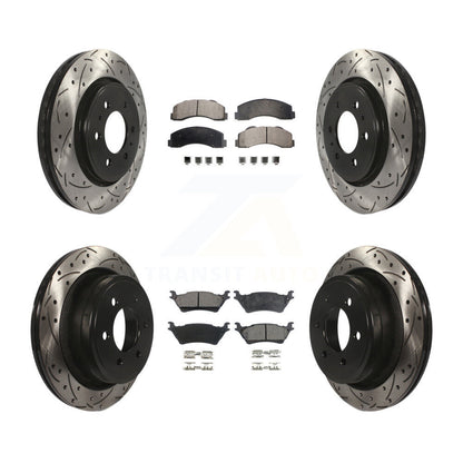 [Avant + Arrière] Kit de disque (percé rainuré revêtu) et plaquette (semi-métallique) de frein pour Ford F-150 KDF-100220