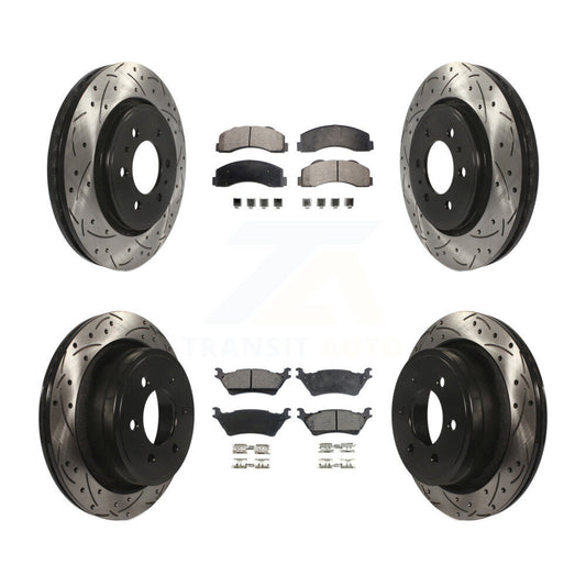 [Avant + Arrière] Kit de disque (percé rainuré revêtu) et plaquette (semi-métallique) de frein pour Ford F-150 KDF-100220