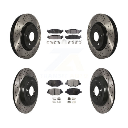 [Avant + Arrière] Kit de disque (percé rainuré revêtu) et plaquette (semi-métallique) de frein pour Ford Explorer Taurus Flex Lincoln MKT MKS KDF-100223