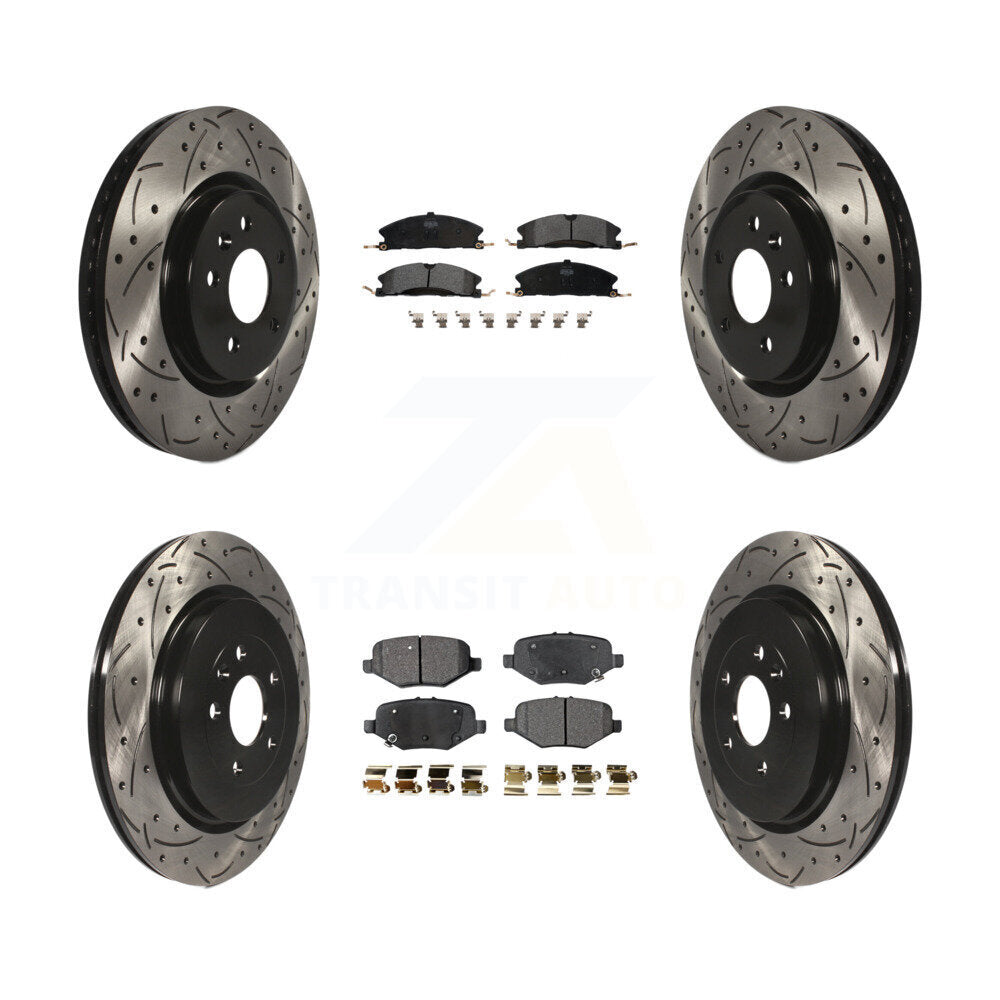 [Avant + Arrière] Kit de disque (percé rainuré revêtu) et plaquette (semi-métallique) de frein pour 2013 Ford Explorer Sport avec Heavy Duty Brakes KDF-100225