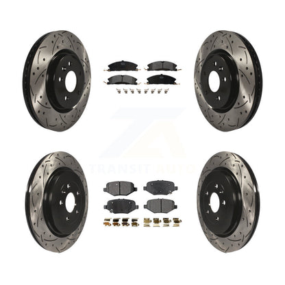 [Avant + Arrière] Kit de disque (percé rainuré revêtu) et plaquette (semi-métallique) de frein pour 2013 Ford Explorer Sport avec Heavy Duty Brakes KDF-100225