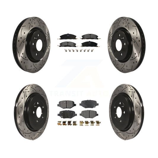 [Avant + Arrière] Kit de disque (percé rainuré revêtu) et plaquette (semi-métallique) de frein pour 2013 Ford Explorer Sport avec Heavy Duty Brakes KDF-100225