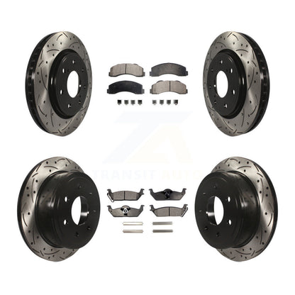 [Avant + Arrière] Kit de disque (percé rainuré revêtu) et plaquette (semi-métallique) de frein pour 2010-2011 Ford F-150 avec 7 Lug Wheels KDF-100226