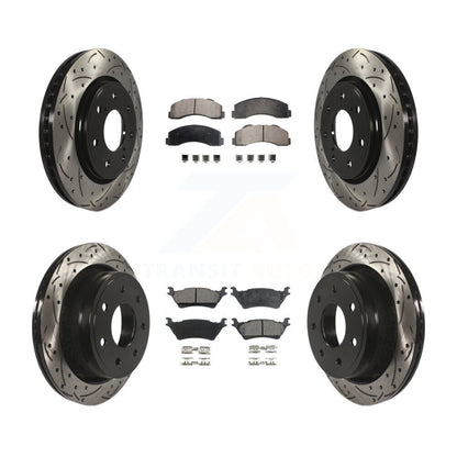 [Avant + Arrière] Kit de disque (percé rainuré revêtu) et plaquette (semi-métallique) de frein pour 2012-2014 Ford F-150 avec 7 Lug Wheels KDF-100227