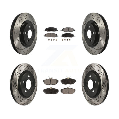 [Avant + Arrière] Kit de disque (percé rainuré revêtu) et plaquette (semi-métallique) de frein pour Ford Mustang KDF-100228