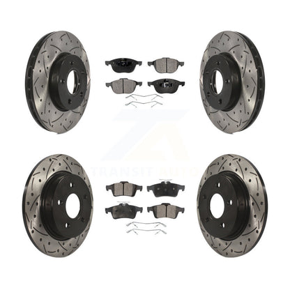 [Avant + Arrière] Kit de disque (percé rainuré revêtu) et plaquette (semi-métallique) de frein pour Ford Focus KDF-100229
