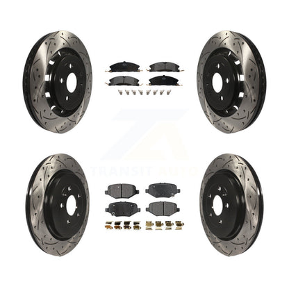 [Avant + Arrière] Kit de disque (percé rainuré revêtu) et plaquette (semi-métallique) de frein pour Ford Explorer Taurus Flex Police Interceptor Sedan Lincoln MKS Special Service KDF-100233