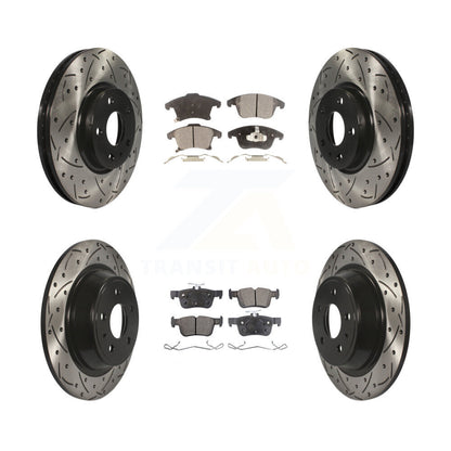 [Avant + Arrière] Kit de disque (percé rainuré revêtu) et plaquette (semi-métallique) de frein pour Ford Fusion Lincoln MKZ KDF-100234
