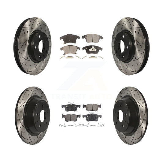 [Avant + Arrière] Kit de disque (percé rainuré revêtu) et plaquette (semi-métallique) de frein pour Ford Fusion Lincoln MKZ KDF-100234