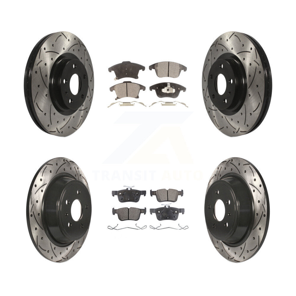 [Avant + Arrière] Kit de disque (percé rainuré revêtu) et plaquette (semi-métallique) de frein pour Ford Fusion Lincoln MKZ KDF-100235
