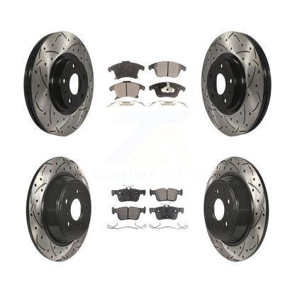 [Avant + Arrière] Kit de disque (percé rainuré revêtu) et plaquette (semi-métallique) de frein pour Ford Fusion Lincoln MKZ KDF-100235