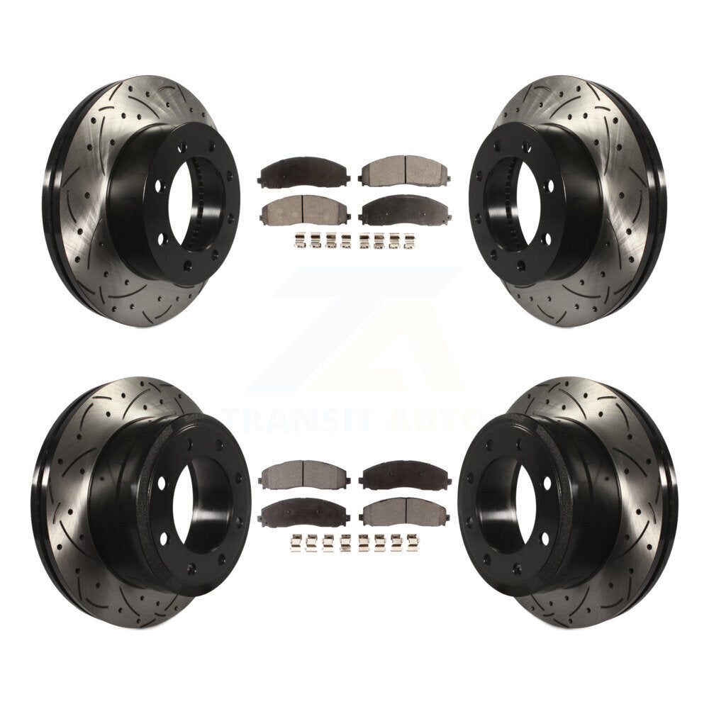 [Avant + Arrière] Kit de disque (percé rainuré revêtu) et plaquette (semi-métallique) de frein pour Ford F-250 Super Duty F-350 4WD KDF-100237
