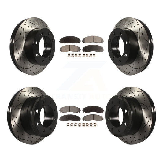 [Avant + Arrière] Kit de disque (percé rainuré revêtu) et plaquette (semi-métallique) de frein pour Ford F-250 Super Duty F-350 4WD KDF-100237