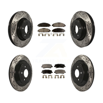 [Avant + Arrière] Kit de disque (percé rainuré revêtu) et plaquette (semi-métallique) de frein pour Ford Mustang KDF-100238