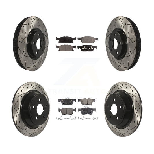 [Avant + Arrière] Kit de disque (percé rainuré revêtu) et plaquette (semi-métallique) de frein pour Ford Edge KDF-100239