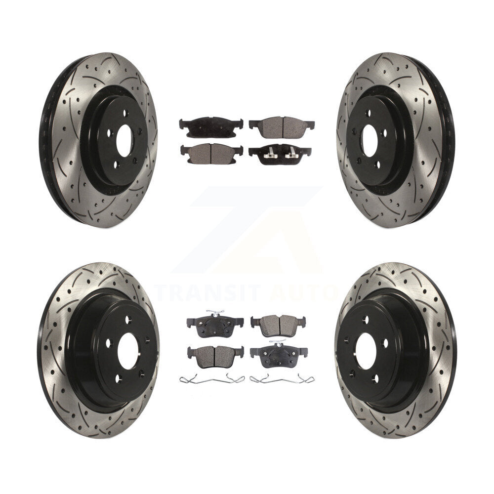 [Avant + Arrière] Kit de disque (percé rainuré revêtu) et plaquette (semi-métallique) de frein pour Ford Edge Lincoln MKX Nautilus KDF-100242