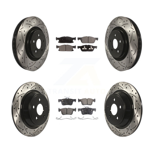 [Avant + Arrière] Kit de disque (percé rainuré revêtu) et plaquette (semi-métallique) de frein pour Ford Edge Lincoln MKX Nautilus KDF-100242
