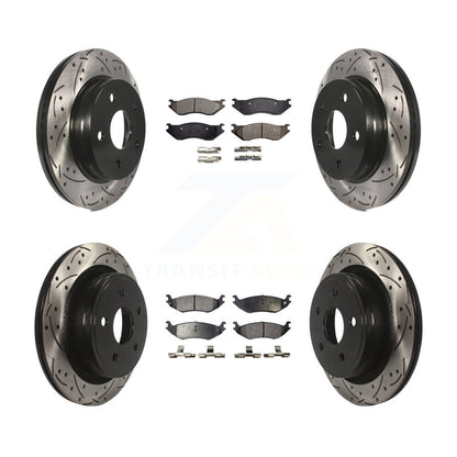 [Avant + Arrière] Kit de disque (percé rainuré revêtu) et plaquette (semi-métallique) de frein pour Dodge Ram 1500 KDF-100244