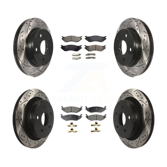 [Avant + Arrière] Kit de disque (percé rainuré revêtu) et plaquette (semi-métallique) de frein pour Dodge Durango Ram 1500 KDF-100245