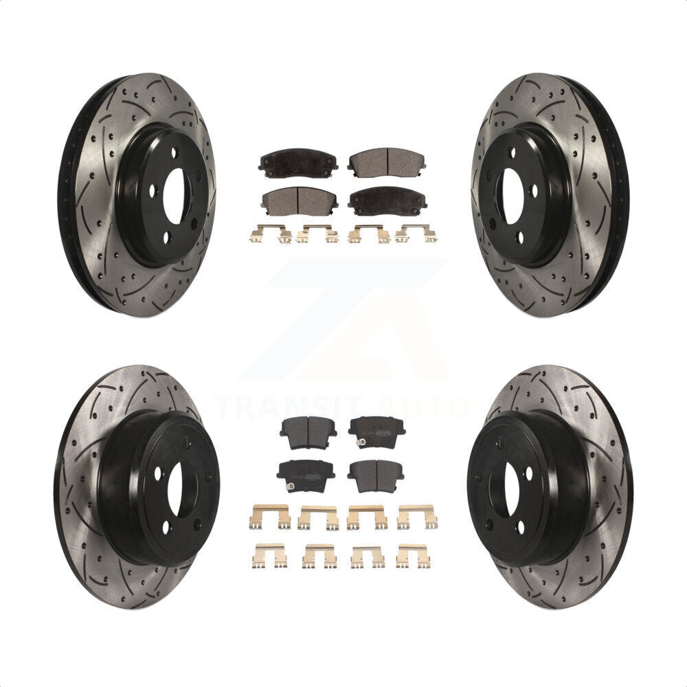 [Avant + Arrière] Kit de disque (percé rainuré revêtu) et plaquette (semi-métallique) de frein pour Dodge Charger Chrysler 300 Challenger Magnum KDF-100246 par Transit Auto